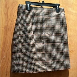 J. Crew Black and Brown Houndstooth Pencil Skirt